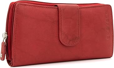 ekavale Women's Large Purse Made of Fine Cowhide Leather with RFID Protection, Elegant Wallet for Women, Plenty of Space for Cards and Coins, Stylish Wallet for Everyday Use, antique-red, Classic