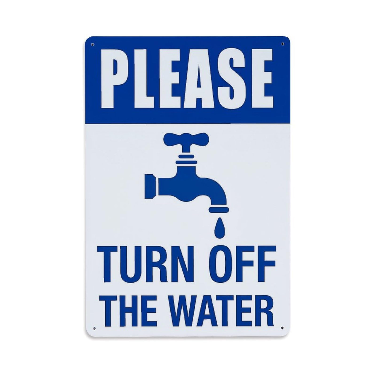 Please Turn Off The Water Vintage Tin Sign Retro Metal Wall Decor Metal Poster, Home Bar Garage Farmhouse Cafe Wall Art Decoration 8x12Inches