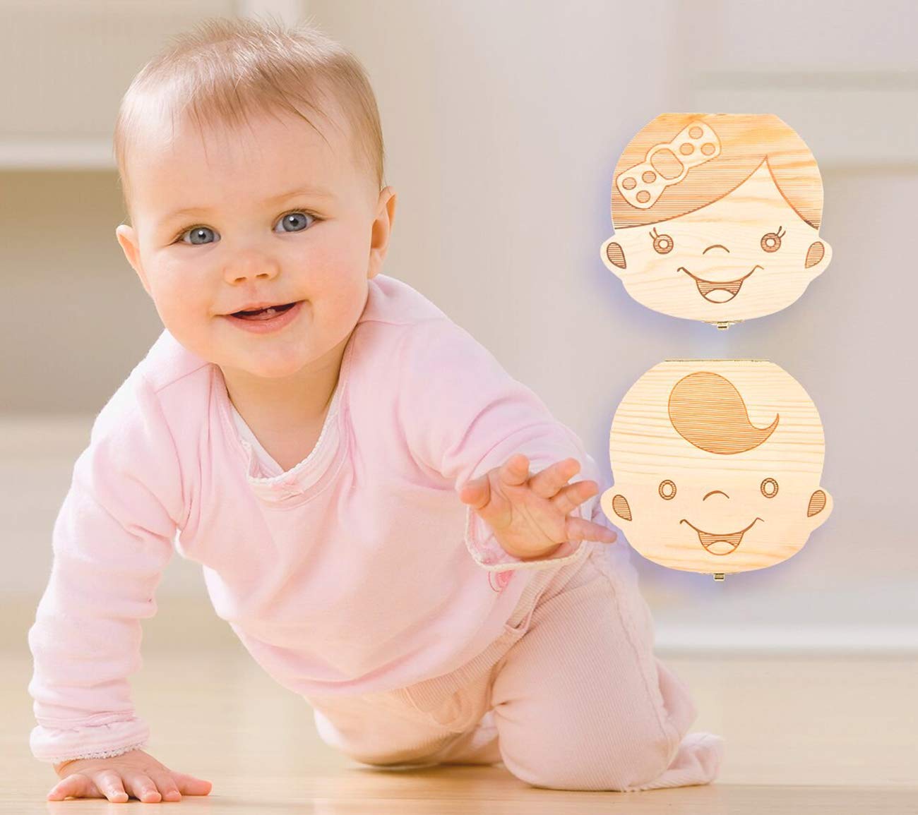 Boîte à Dents de Lait en Bois avec Étiquette Française, Coffret Souvenir pour Bébé Fille