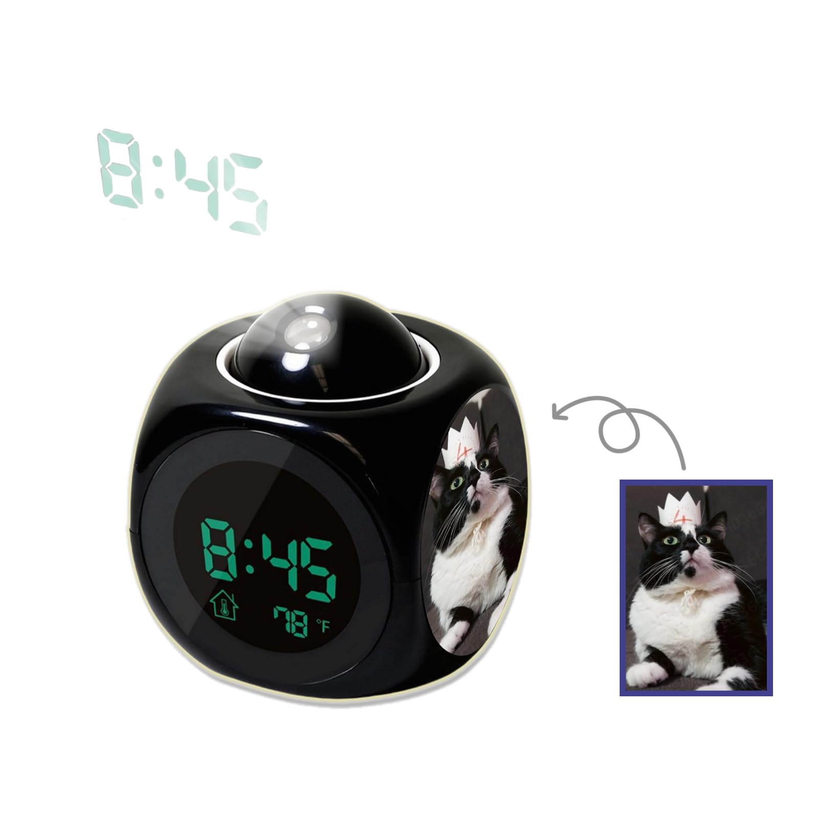 Personalized Photo Alarm Clock, Custom Clock with Pictures, Night Light Alarm Kelch Projectable LED Light Alarm Digital Wake Up Cube Kelch Bedside Desk Decor Birthday Gifts
