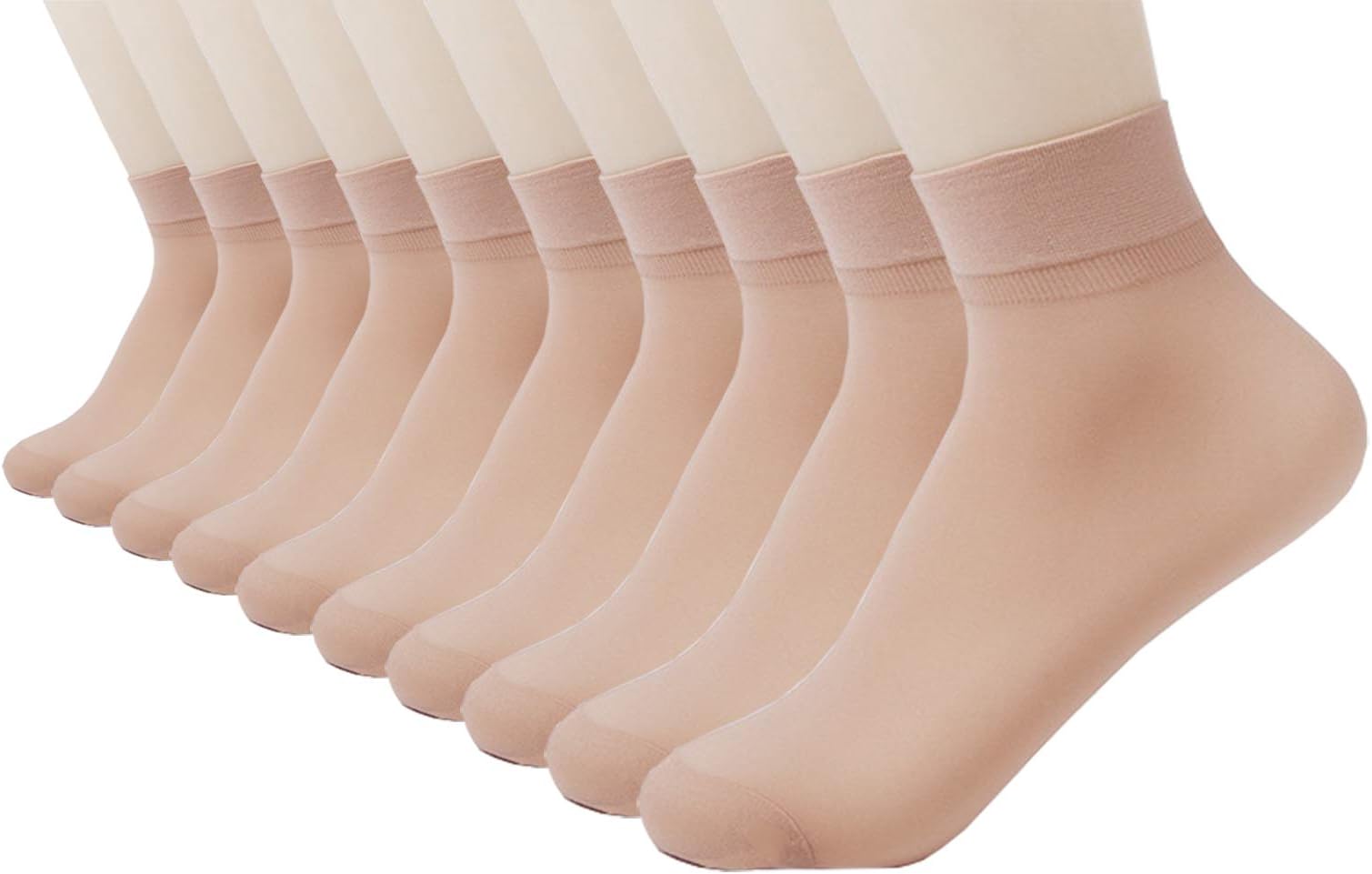 Moonsocks Women's 10-20 Pairs Silky Thin Nylon Short Ankle Socks