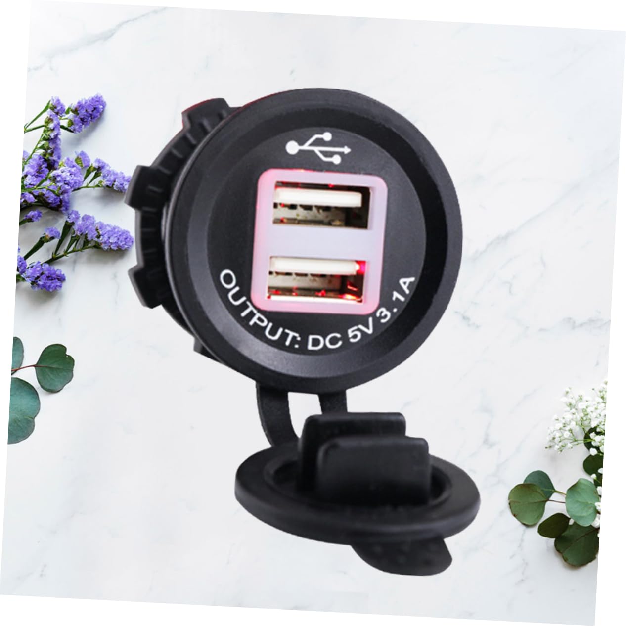 SHERCHPRY 3pezzi Caricabatterie Usb Doppio Per Auto e Con Luce Rossa Presa Alimentazione Per Cellulari e Compatibile Con Veicoli