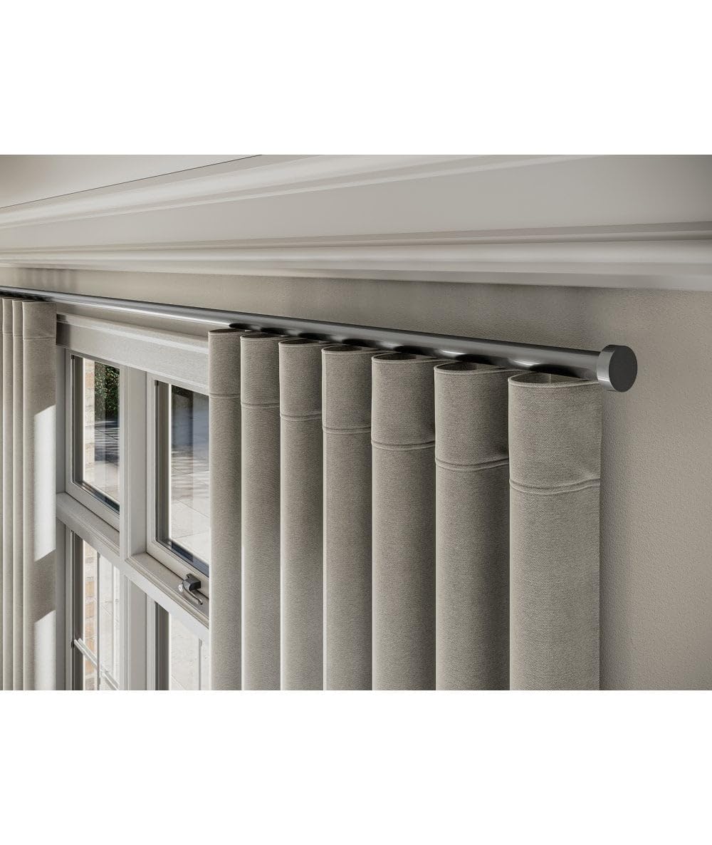 28mm Styleline Corded Gliding Curtain Pole Set with Stud End - Silver, 430cm