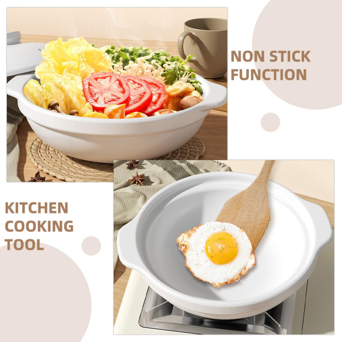Weiße Keramik Auflaufform 1, 3l mit Zwei Griffen, Hitzebeständiger Topf | Suppe, Nudeln und Auflauf, Leicht zu Reinigen, Multifunktional, Haushaltswaren