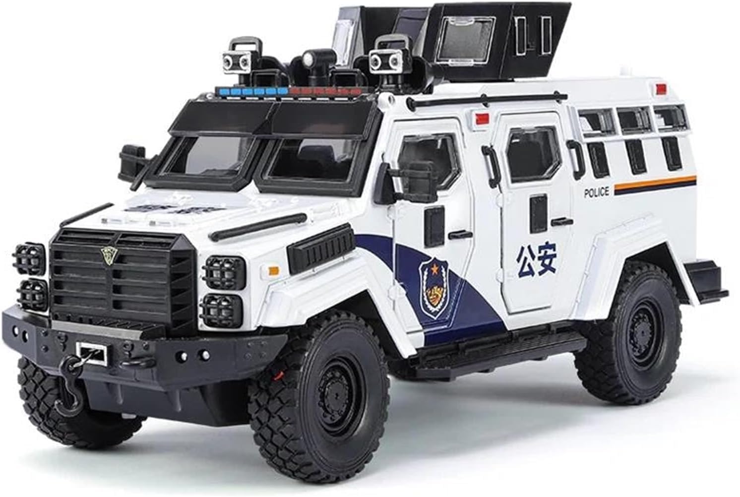 Invite Enterprise 1:24 Scale Ford F550 Modified Police Exclusive Alloy Metal Pull Back DieCast Car Model with Sound & Light Mini Auto Toy for Kids Metal Model Toy Car (White Color)-image-24