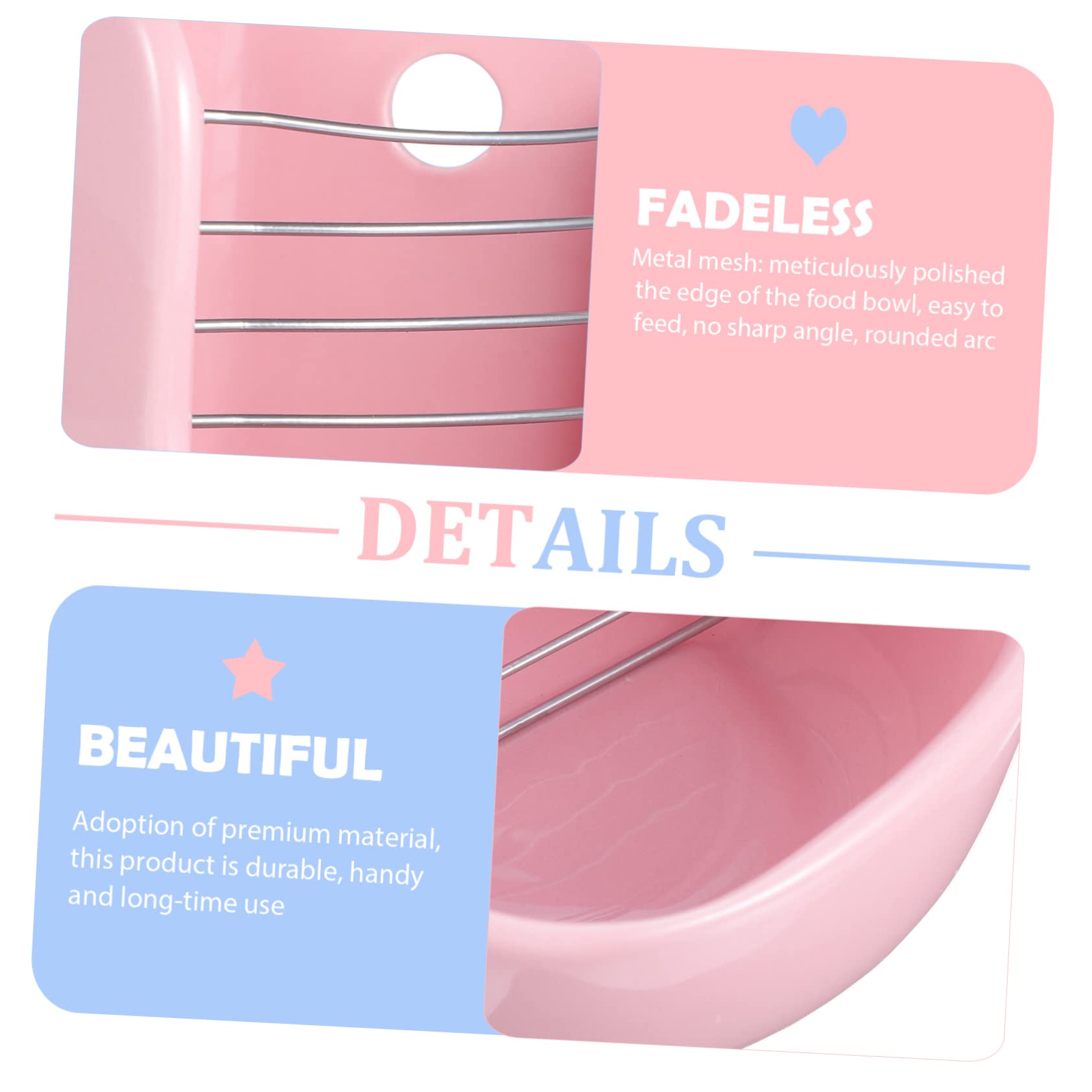 Mangiatoia per Piccoli Animali in Ceramica Rosa, Supporto Fisso | Conigli e Cavie, Superficie Liscia, Installazione Semplice, Uso per Cibo e Fieno