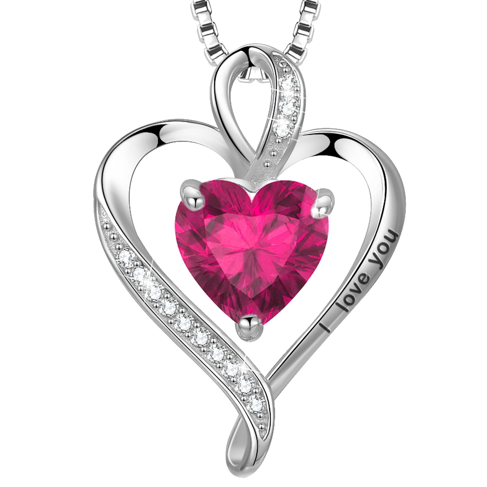 LAVUMO Collana Donna Ciondolo Cuore Inciso I Love You Collana Argento 925 Donna Finitura Oro/Rodio/Oro Rosa Amore Gioielli Regalo per Fidanzata Moglie