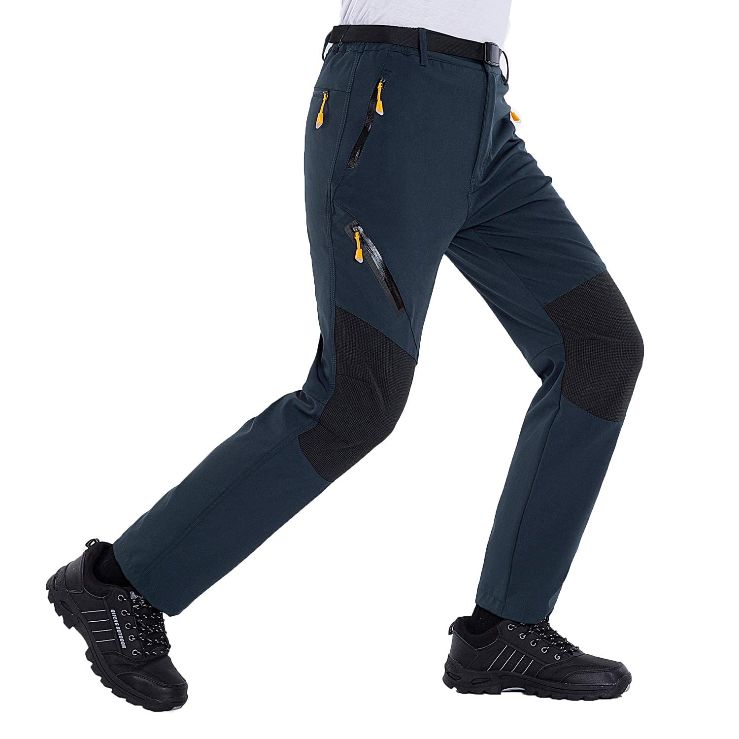 Pantalones de Senderismo Ligeros Softshell para Hombre Pantalones de Senderismo Transpirables al Aire Libre Bolsillos con Cremallera para Primavera/Verano/otoño