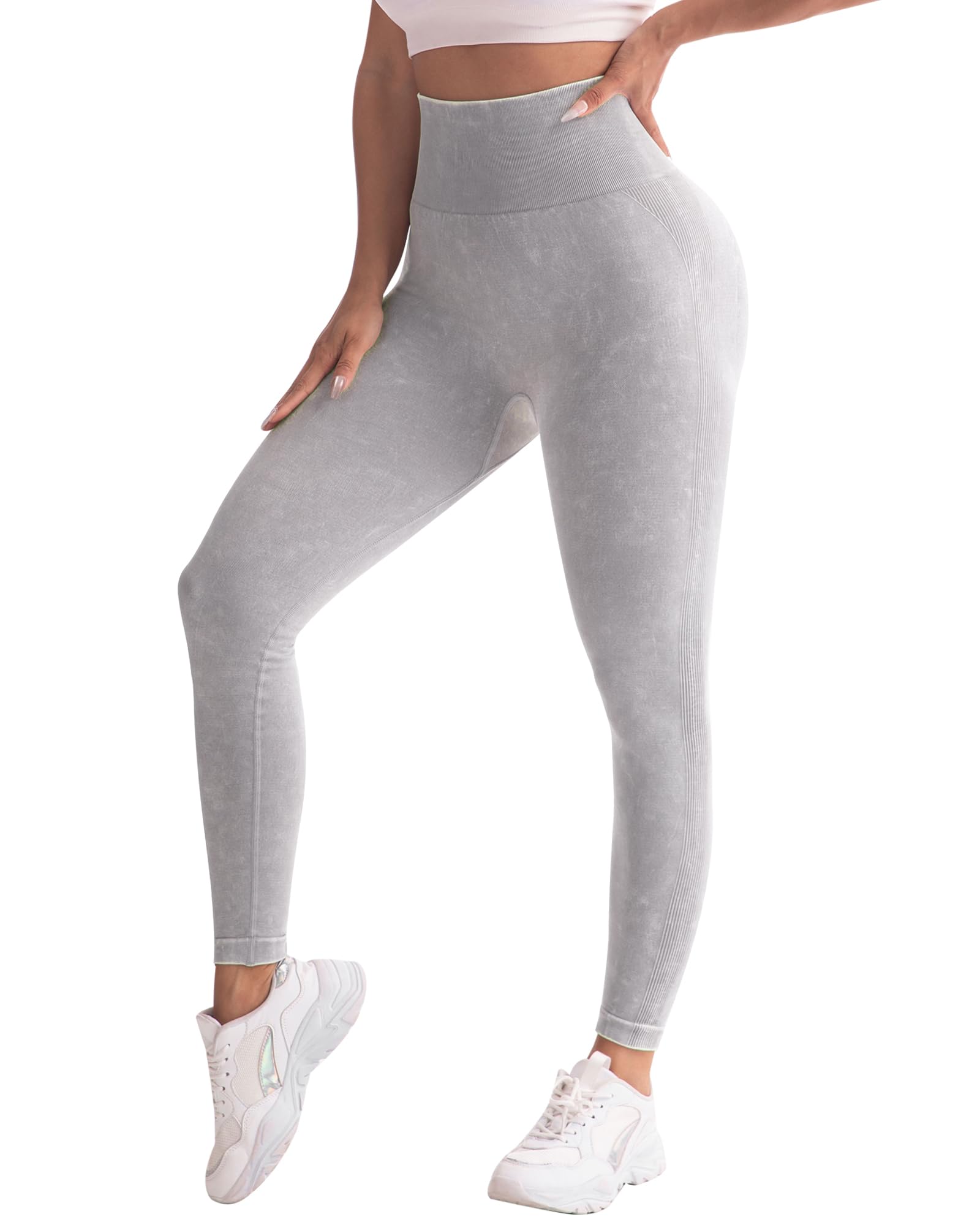 CHRLEISURE Workout Leggings Sets for Women, Gym Scrunch Butt Butt Lifting Seamless Leggings 3 Piece: Medium 3 Packs - Black/Washed Black/Washed Gray