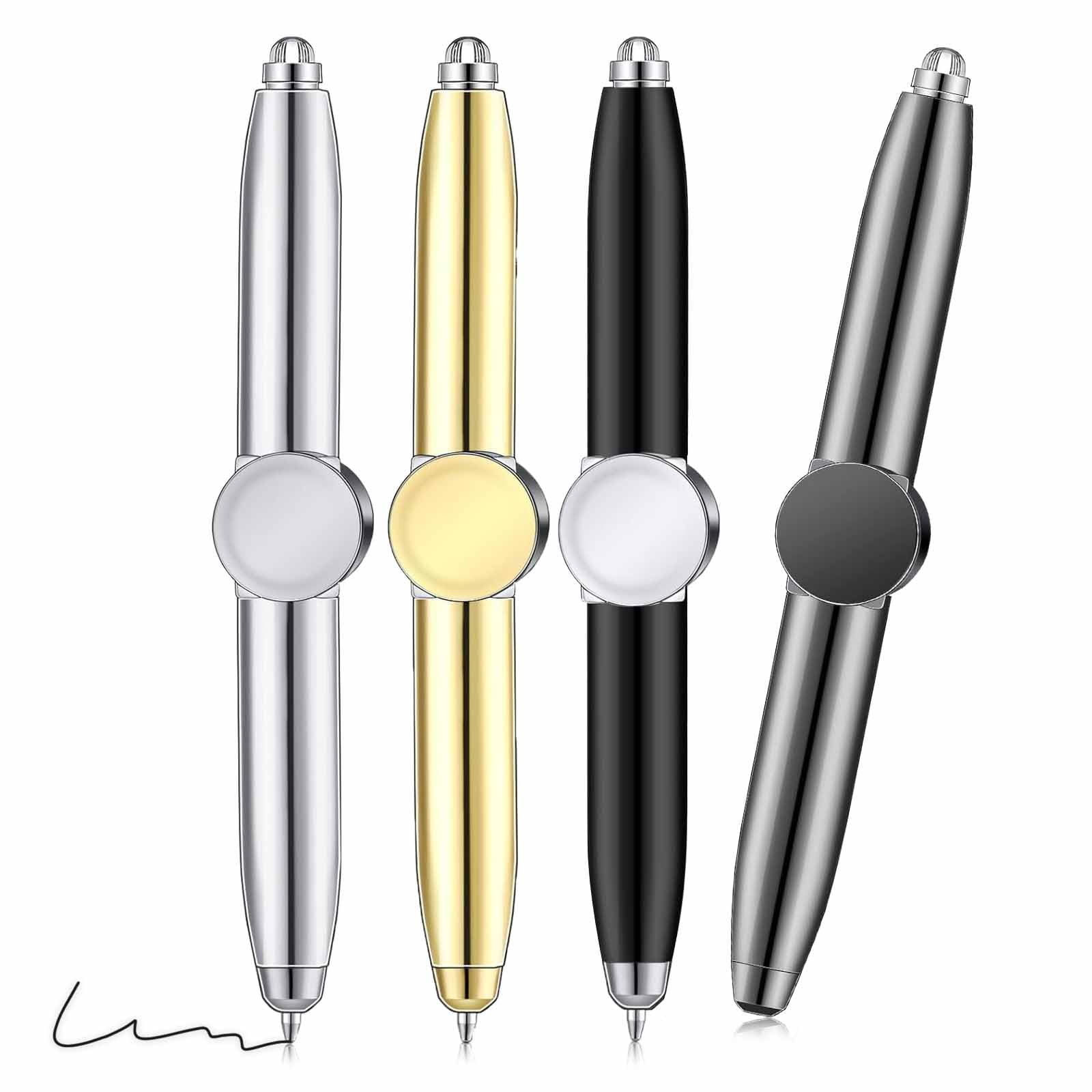 INBOLM Fidget Spinner Pen, 4 Pcs LED Light Fidget Pens for Thinking, Relieve Stress
