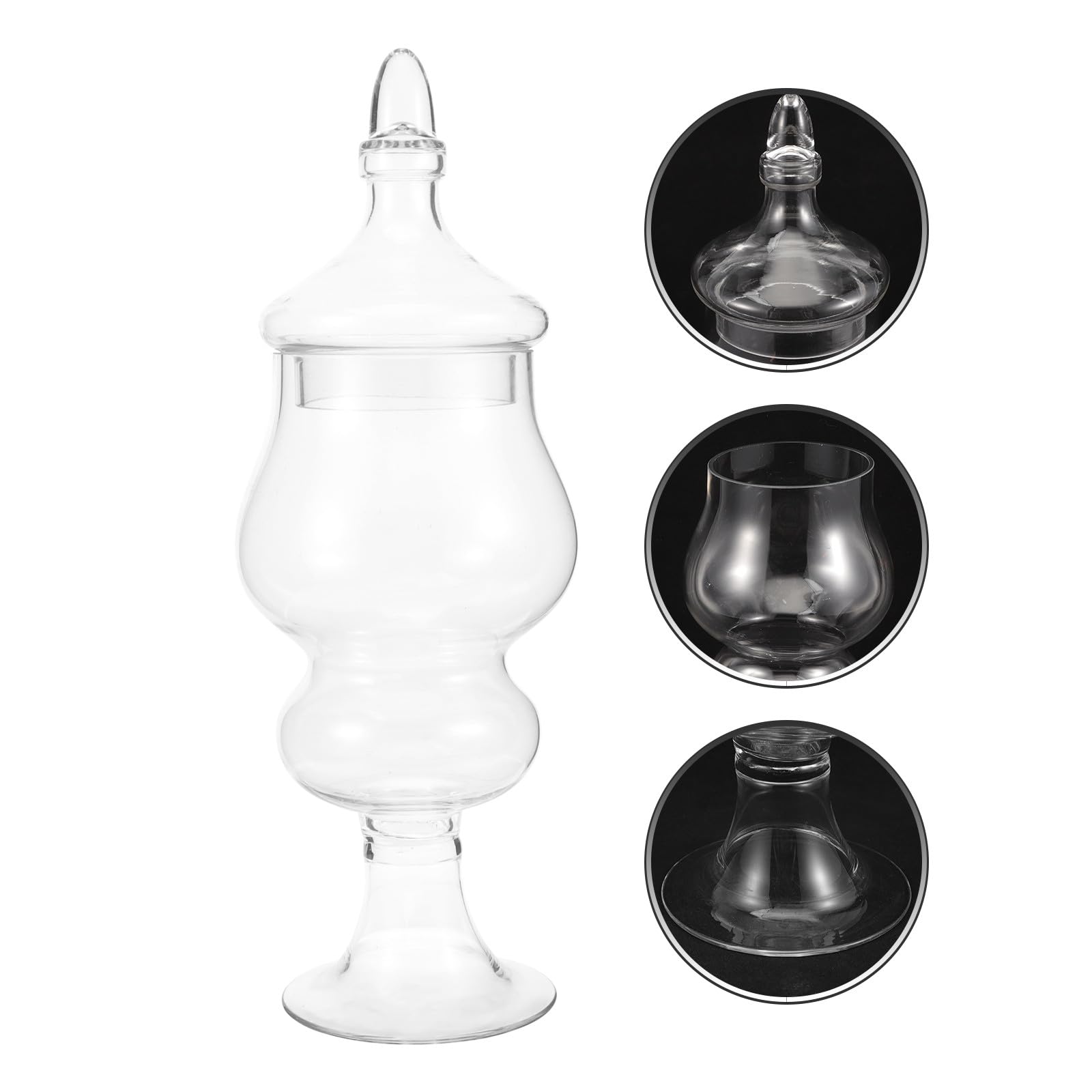 Sosoport Transparenter Glas Bonbonbehälter Kreatives Design mit Deckel Kleiner Durchsichtiger Glasbehälter für Süßigkeiten und Feierlichkeiten im Zuhause
