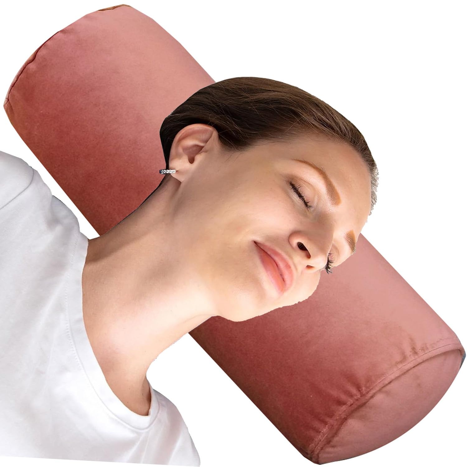 seokor Velvet Cylindrical Pillows Soft Comfort Neck Roll Pillow Removable Washable 12/16/18/20/32in Full Moon Bolster for Sleeping/Head/Neck/Back/Legs/Yoga(B4,15x50cm/6x19in)