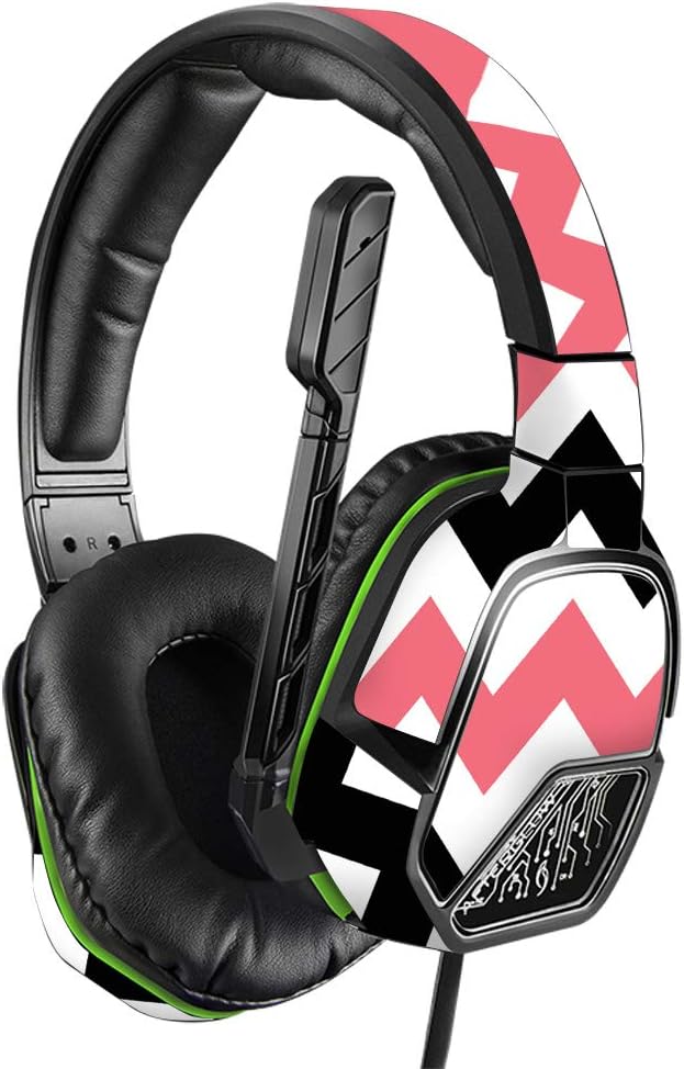 MightySkins Skin Compatible with PDP Xbox One Afterglow LVL 3 Headset - Black Pink Chevron | Protective, Durable, and Unique Vinyl wrap Cover | Easy to Apply, Remove | Made in The USA