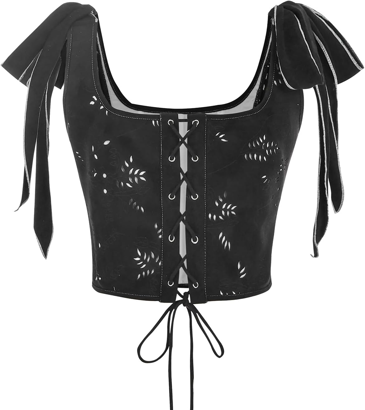 CR ROLECOS Women's Renaissance Corset Top Vintage Lace Up Floral Overbust Bustier Bodice - Image 3