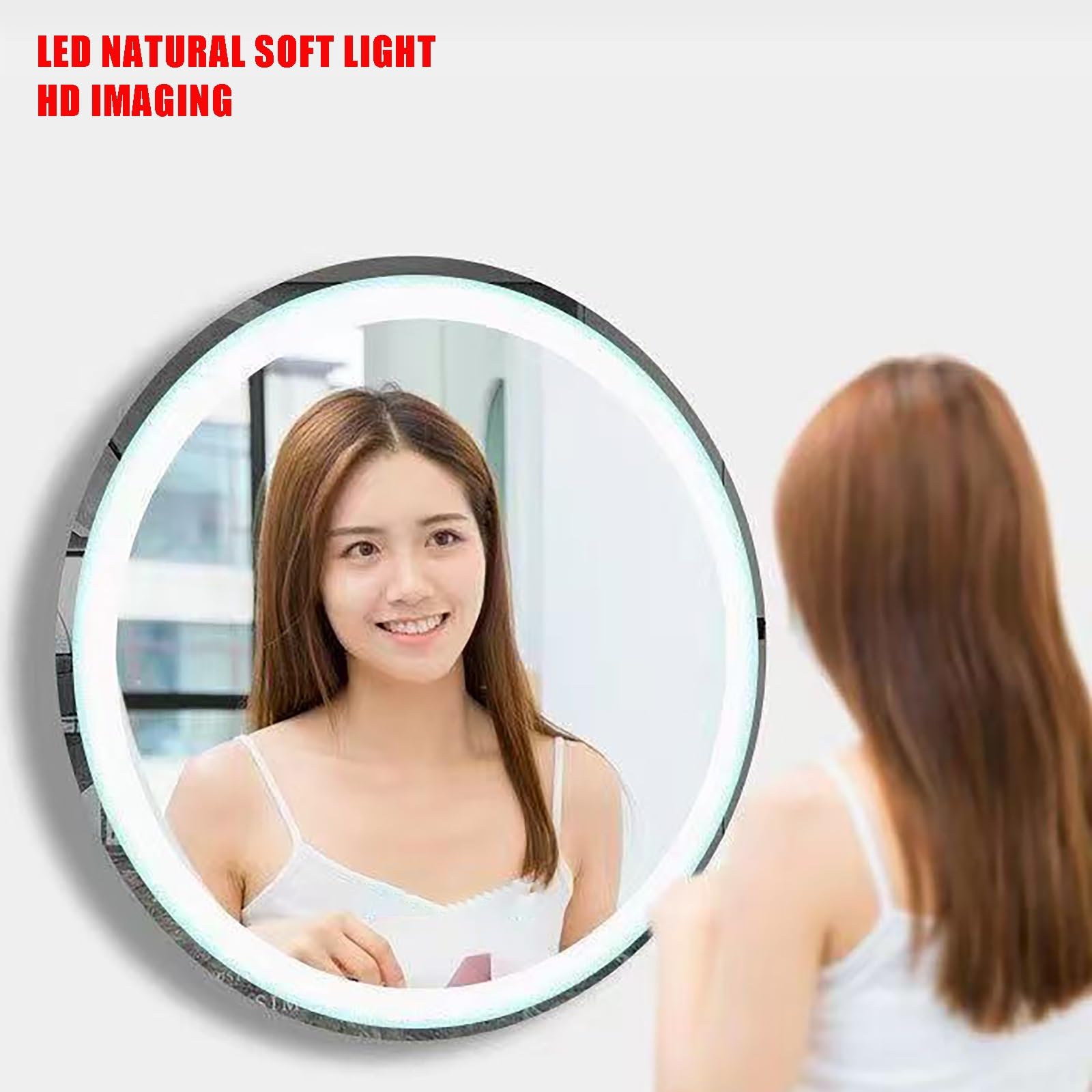 Specchio Rotondo a LED per Il Bagno, Specchio da Trucco Illuminato a Parete con Illuminazione LED dimmerabile a 3 Colori, Specchio Illuminato da 70 cm per Il Bagno di casa e per Il Trucco qu