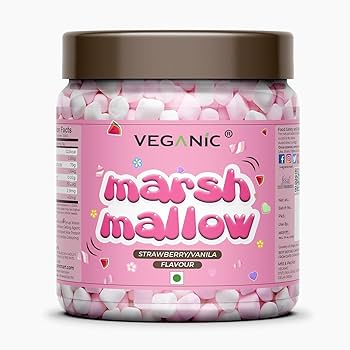 Veganic Block Marshmallows Pure Veg 100g, 50 Pieces Strawberry