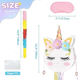 Foldable Unicorn Piata - Unicorn Birthday Party Supplies Extendable Piata with Blindfold Bat and Tassels Unicorn Birthday Party Decoration Games Folding Pink Unicorn Piatas for Kids Classroom Game