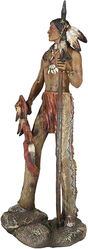 Miniatura 5 de Ebros Gift Gran nativo americano indio águila guerrero tribal héroe tribal con lanza y escudo de guardia de pie 22 pulgadas de alto, estatua como