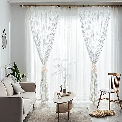 Miniatura 7 de Paquete de 2 alzapaños de cortina bohemios, de algodón tejido a mano con cuentas de madera natural ajustables, con hojas dobles para cortinas