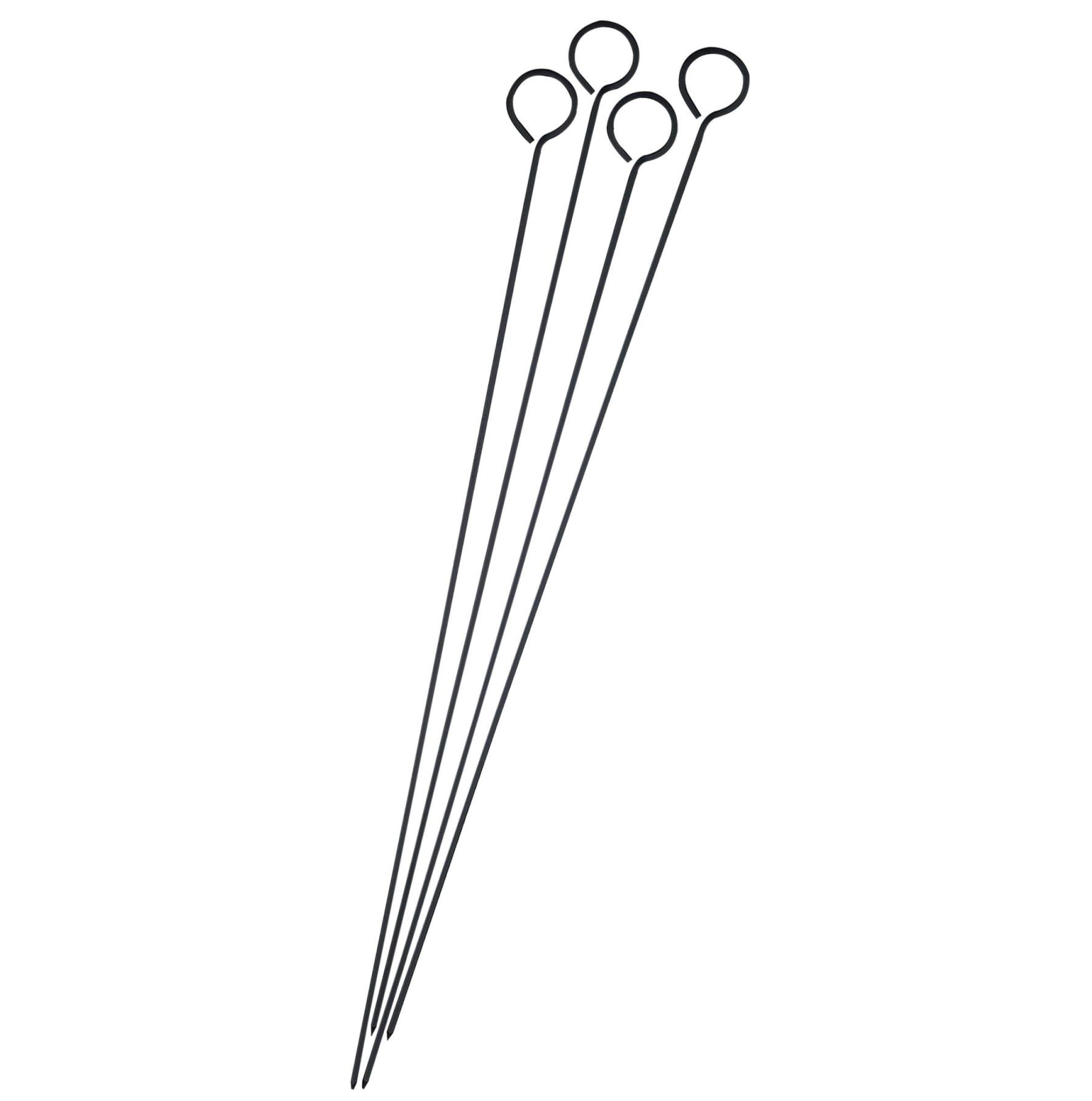 HIC Kitchen Reusable Non-Stick Barbecue and Grilling Shish Kabob Skewers with Ring-Handle Top, 15-Inches, Set of 4