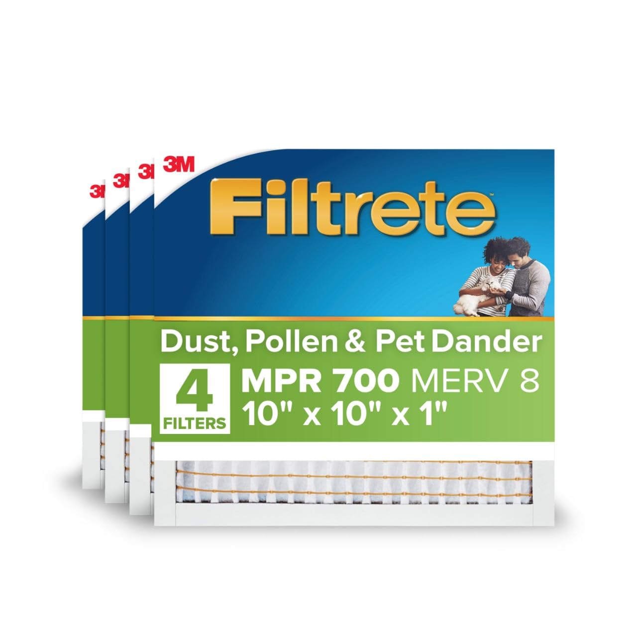 Filtrete 10x10x1 Air Filter, MERV 8, MPR 700, 4 HVAC Filters