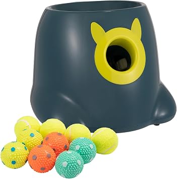 Automatic Ball Launcher for Dogs, Dog Fetch Ball Thrower Launcher, 3 Adjustable Distances, Interactive Pet Self Playing for Small Dogs and Puppies with 10 Balls 2 inches