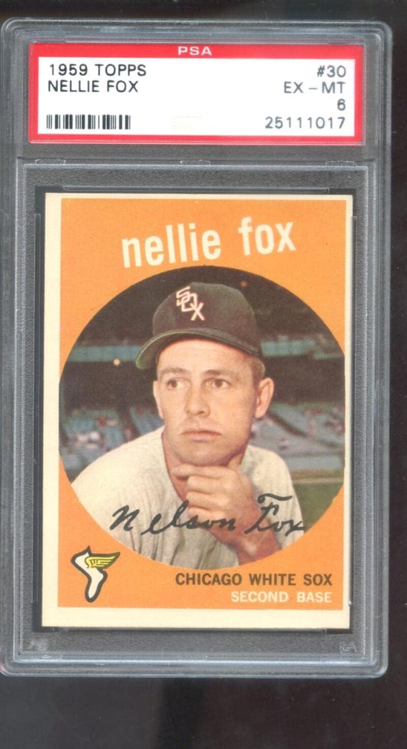 1959 Topps #30 Nellie Fox PSA 6 Graded Baseball Card MLB Chicago White Sox