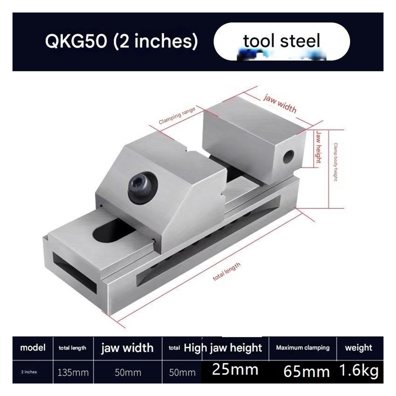Imadło mocujące do ciężkich tokarek serii QKG — wszechstronne imadło maszynowe do precyzyjnego mocowania(2.0in 0.005mm)
