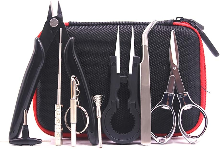 DIY Tool Kit for Home and Jewelry Repairs, 8 in 1-Pliers Ceramics Tweezers Stainless Steel Tweezers Folding Scissors Jig Screwdriver Brush