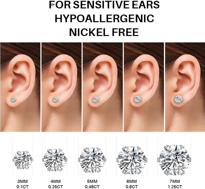 Miniatura 6 de Flat Back Stud Earrings Surgical Steel Hypoallergenic Stud Earrings for Women Girls Cartilage earring Tragus Jewelry 20G Helix Earrings-5 Pairs