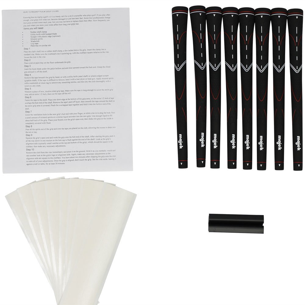 Majek All Senior Women's Golf Grips Midsize Black Tour Pro and Grip Kit (8 grips, grip tape, clamp, instructions)