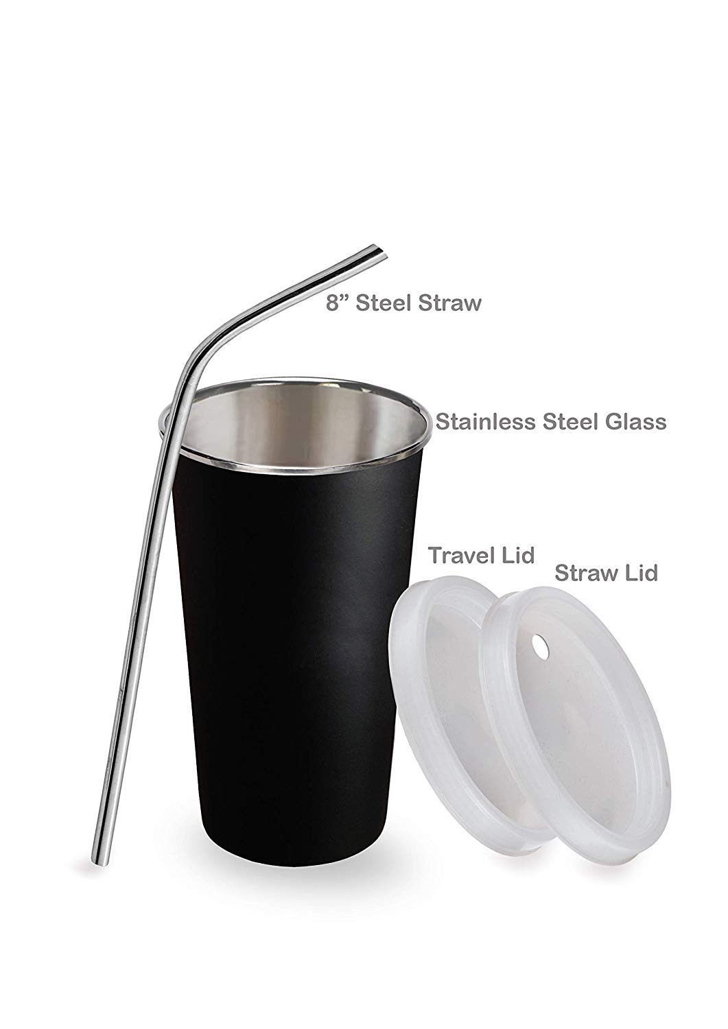 NOBILEA Stainless Steel Sipper for Kids with Straw Glass for Kids Milk Tumbler with Straw and Lid Sippy Cup with Gum Protection for Kids Straw and 1 Cleaning Brush (300 ml, 1-4 Years) (Black) 1
