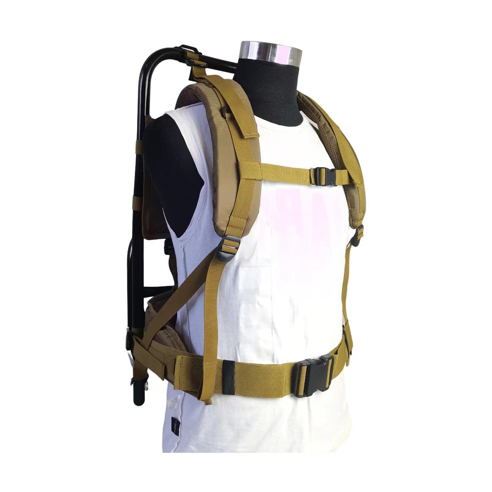 バッグパックフレーム 折りたたみ式 アルミ合金 耐荷重60kg [ カーキ ]