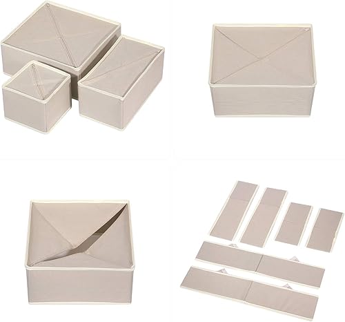 Miniatura 5 de DIOMMELL Paquete de 11 cajas de almacenamiento de tela plegables para armario, aparador, cajón, cestas de tela, contenedores divisores para ropa,