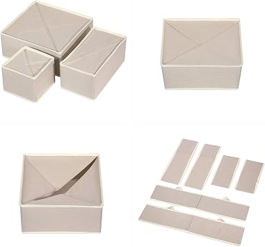 TENABORT 21 Pack Foldable Drawer Organizer Dividers Cloth Storage Box Closet Dresser Organizer Cube Fabric Containers Basket Bins for Underwear Bras Socks Panties Lingeries Nursery Baby Clothes Beige