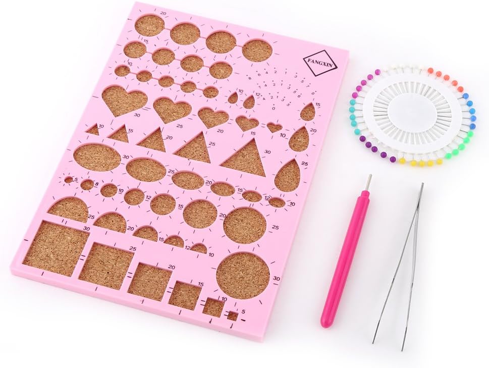 Gsycle Paper Quilling Kit, DIY Paper Craft Template Board Tweezer Pins Slotted Pen Handing Quilling Tools Set Supplies for DIY Paper Craft (White)