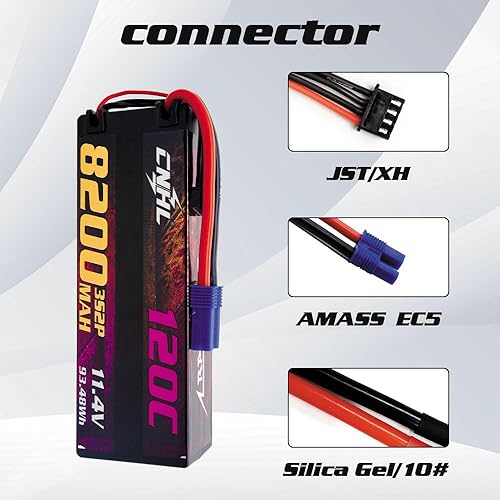 Miniatura 2 de CNHL 3S Lipo Batería 8200mAh Alto Voltaje 120C 11.4V con EC5 Conector para RC Coche Camión Barco Drag Crawler LOSI Asociado Racing Hobby
