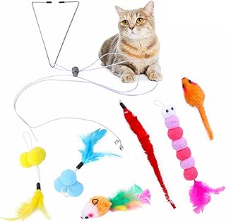Upgraded Hanging cat Toy cat Supplies self hi Hanging Door cat Stick Butterfly Replacement Head cat Toy Hanging cat Toy Interactive cat Toy Indoor cat self Play, Independent Play cat Mouse Toy