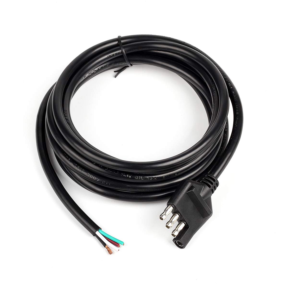 WOFTD 4-Way Trailer Wiring Harness with 9 ft Wires 4-Pin Trailer Wiring Jacketed Cable 4 Flat Trailer Wire Extension Connector - 9 ft