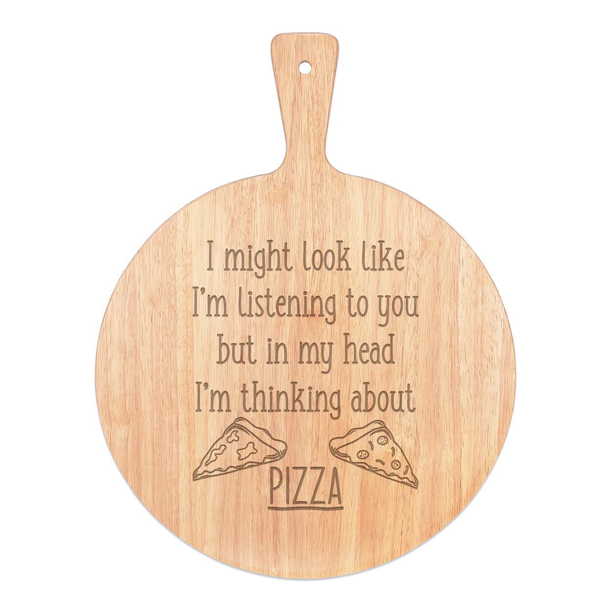 Plateau de service rond en bois de 45x34cm avec poignée pratique pour pizza