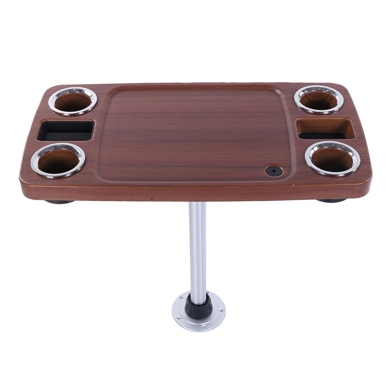 Tavolo da Barca Tavolino da Barca in Lega di Alluminio Marino 86,5 X 44 X 75 Cm con 4 Portabevande 2 Supporti per Telefono Uscita di Scarico per Yacht RV Pontone