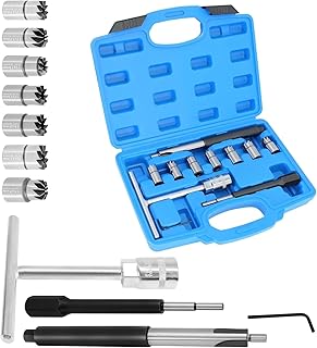 11PCS Diesel Injector Seat Cutter Tool Set Compatible with Mercedes-Benz CDI BMW Ford, Cutter Flat Reamer Repair Tool with Flat Reamer Angled Reamer Hex Key Cleaner Disassemble Tool Kit