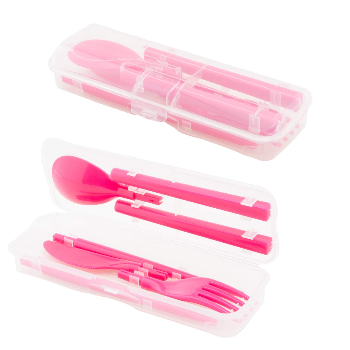 Sistema (2 Pack) Lunch Box Utensil Set Cutlery Set Plastic To Go Camping Travel Spoon Fork Knife Chopsticks