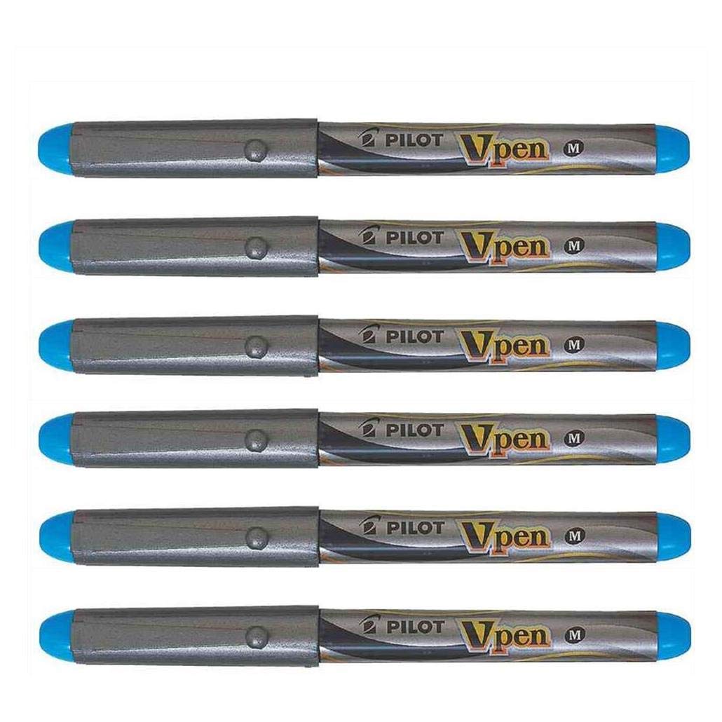 Pilot V-Pen Stylo Plume Jetable Turquoise Pointe Moyenne sans Fuite Pack x6
