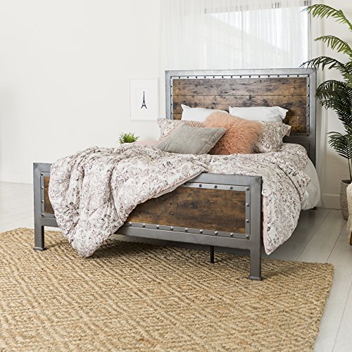 New-Rustic-Queen-Industrial-Wood-and-Metal-Bed-Includes-Head-and-Footboard 61euTLs0uIL