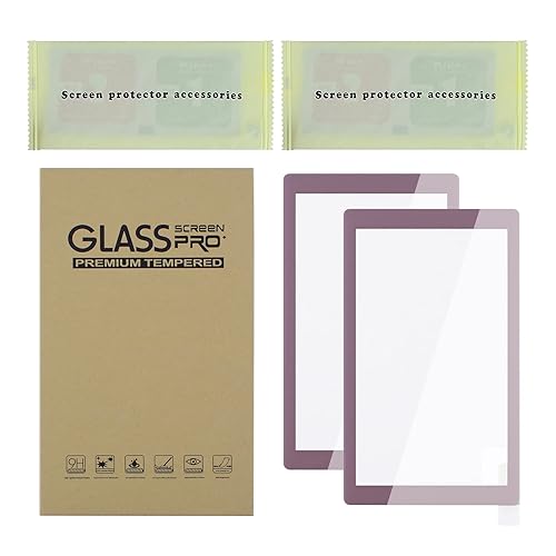 Miniatura 9 de eXtremeRate 2 Pack Dark Grayish Violet Border Transparent HD Saver Protector Film, Tempered Glass Screen Protector for Nintendo Switch Lite