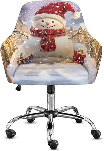 Funda para sillón de invierno con diseño de muñeco de nieve, funda suave para silla de computadora, forro elástico para silla de escritorio, diseño