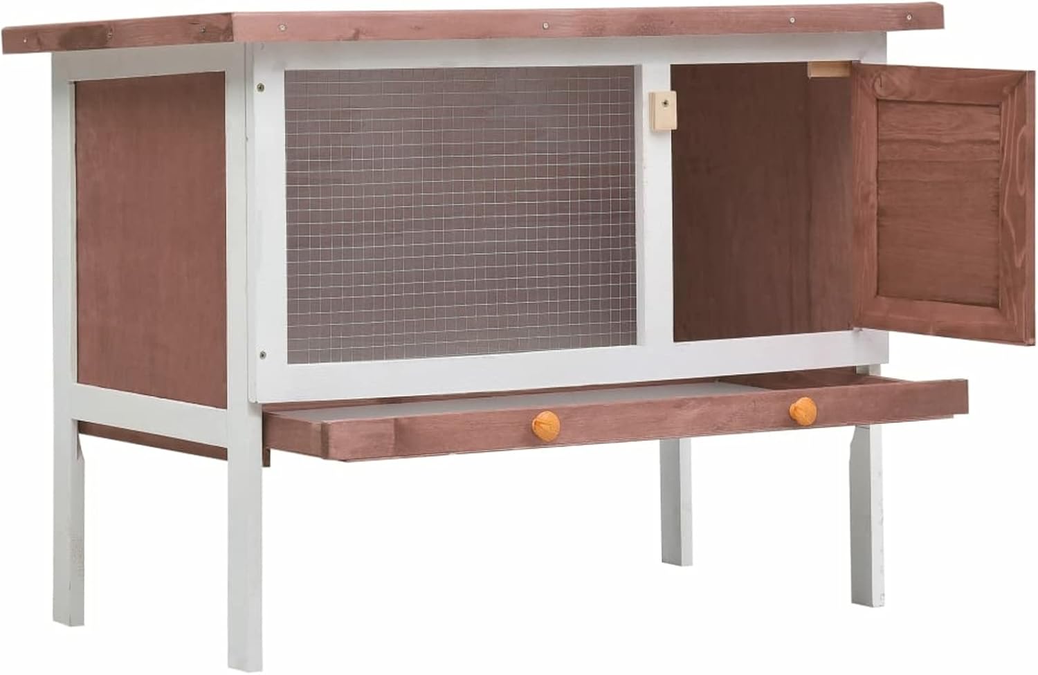 Bopdu Rabbit Hutch Indoor and Outdoor 36" Bunny House, Hamster Cage Small Animal House Pet Cage 1 Layer Brown