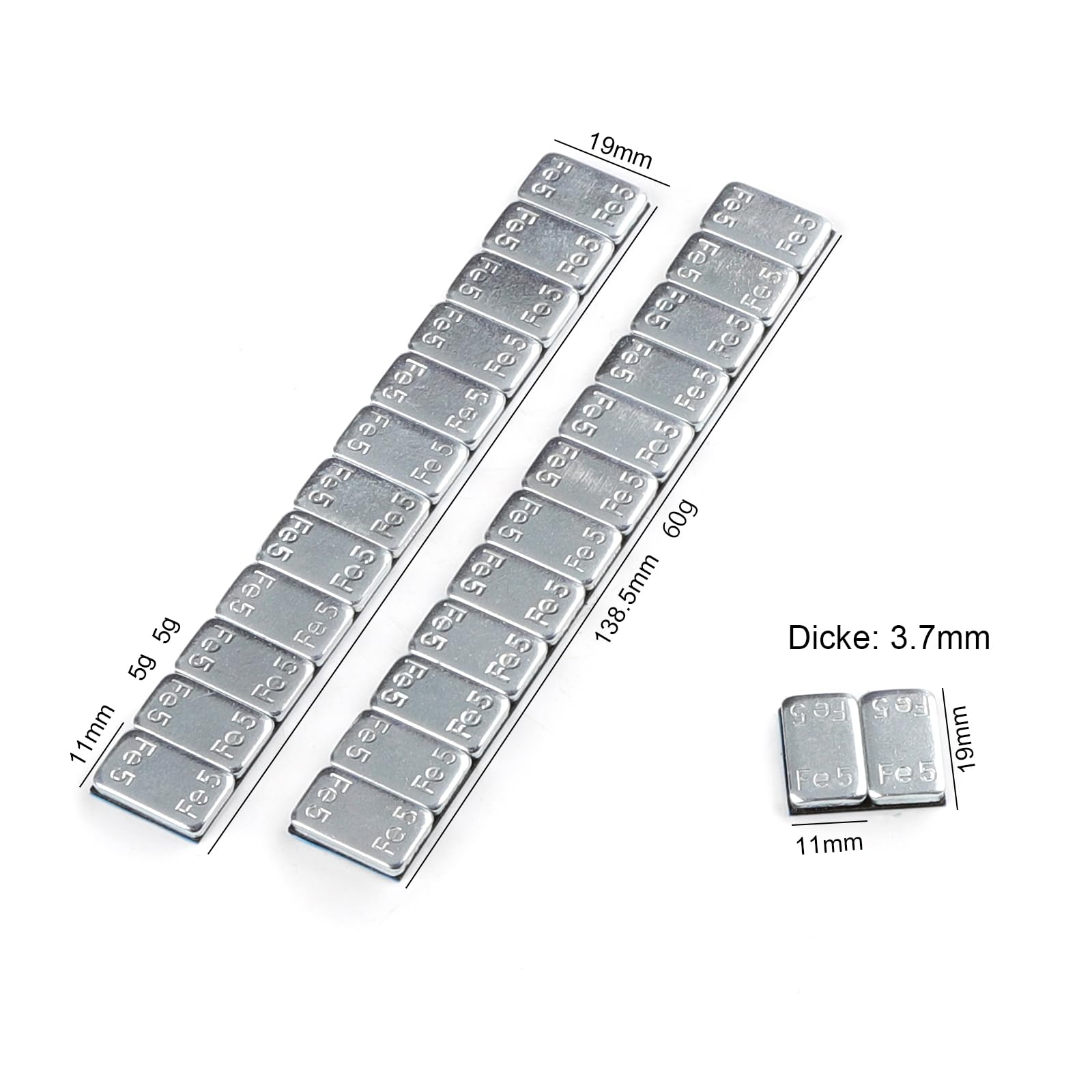 Pesi per Ruote 50 Barre Autoadesive 12 * 5g Zincate Rivestite in Plastica