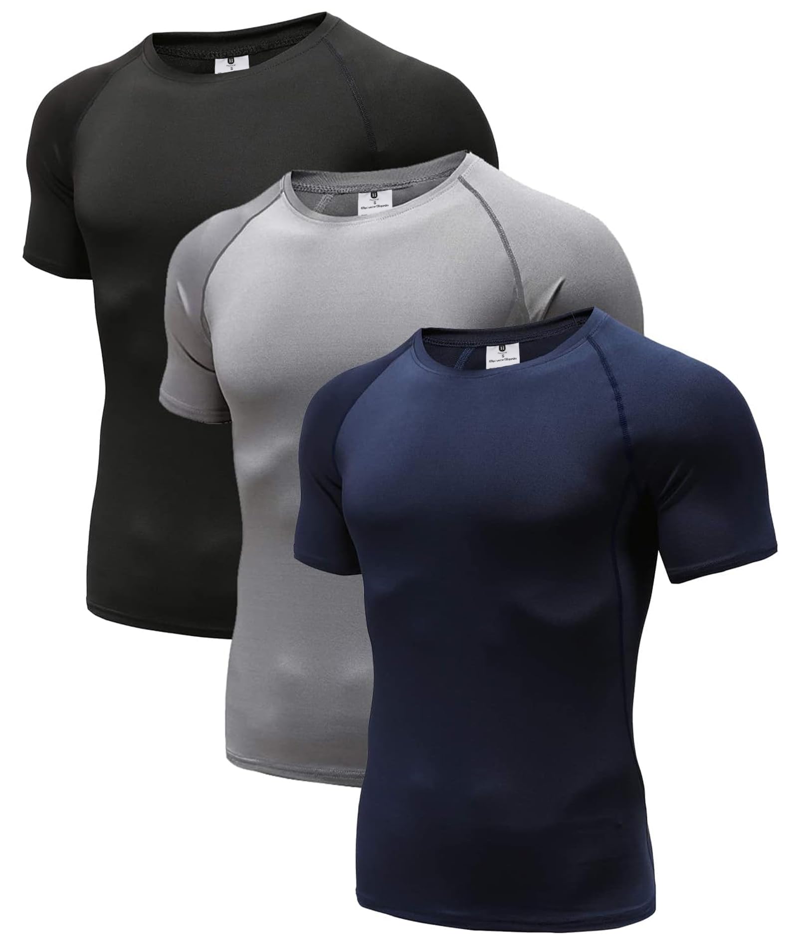 Holure Men's (Pack of 1 or 3 or 5) Cool Dry Compression Short/Long Sleeve Sports Baselayer T-Shirts Tops